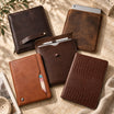 Five Capini Firenze iPad cases in distinct leather folio and sleeve styles