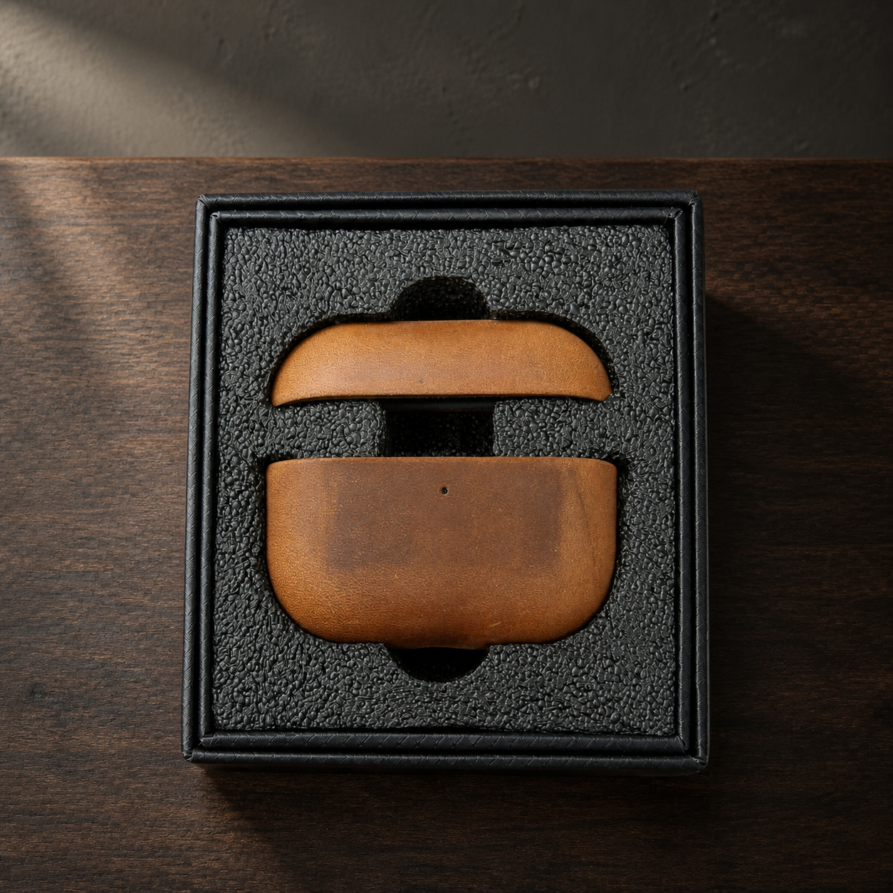 Orvieto two-piece leather AirPods case with premium packaging