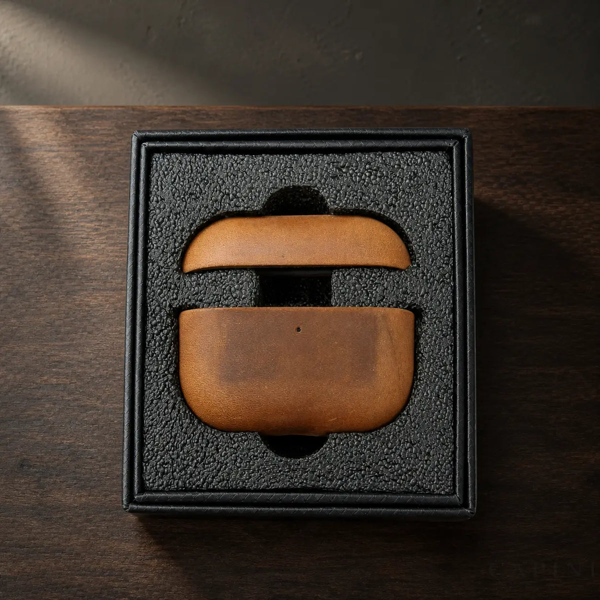 Orvieto two-piece leather AirPods case with premium packaging