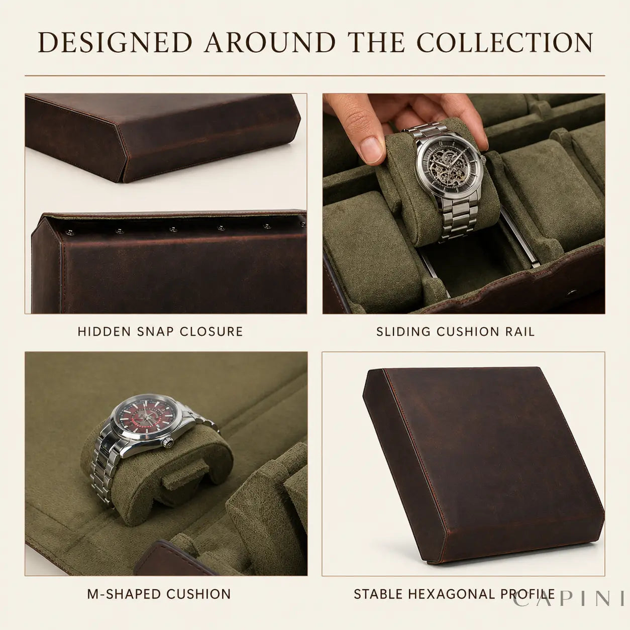 Pienza feature guide for closure, sliding cushions and stable hexagonal profile