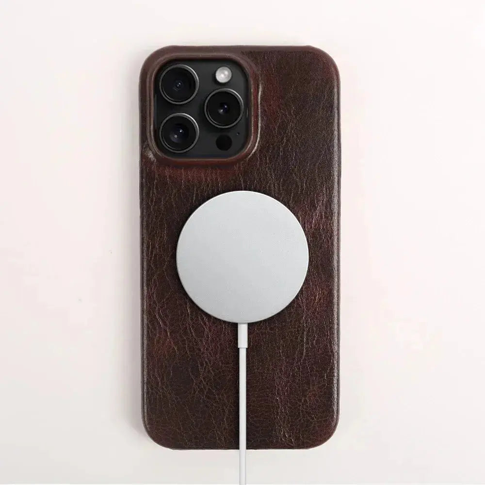 Business Genuine Leather Case for iPhone 16 Pro Max 14 13ProMax 12 11 Magnetic Magsafe Premium Cowhide Phone Cover Back Coque Capini Firenze