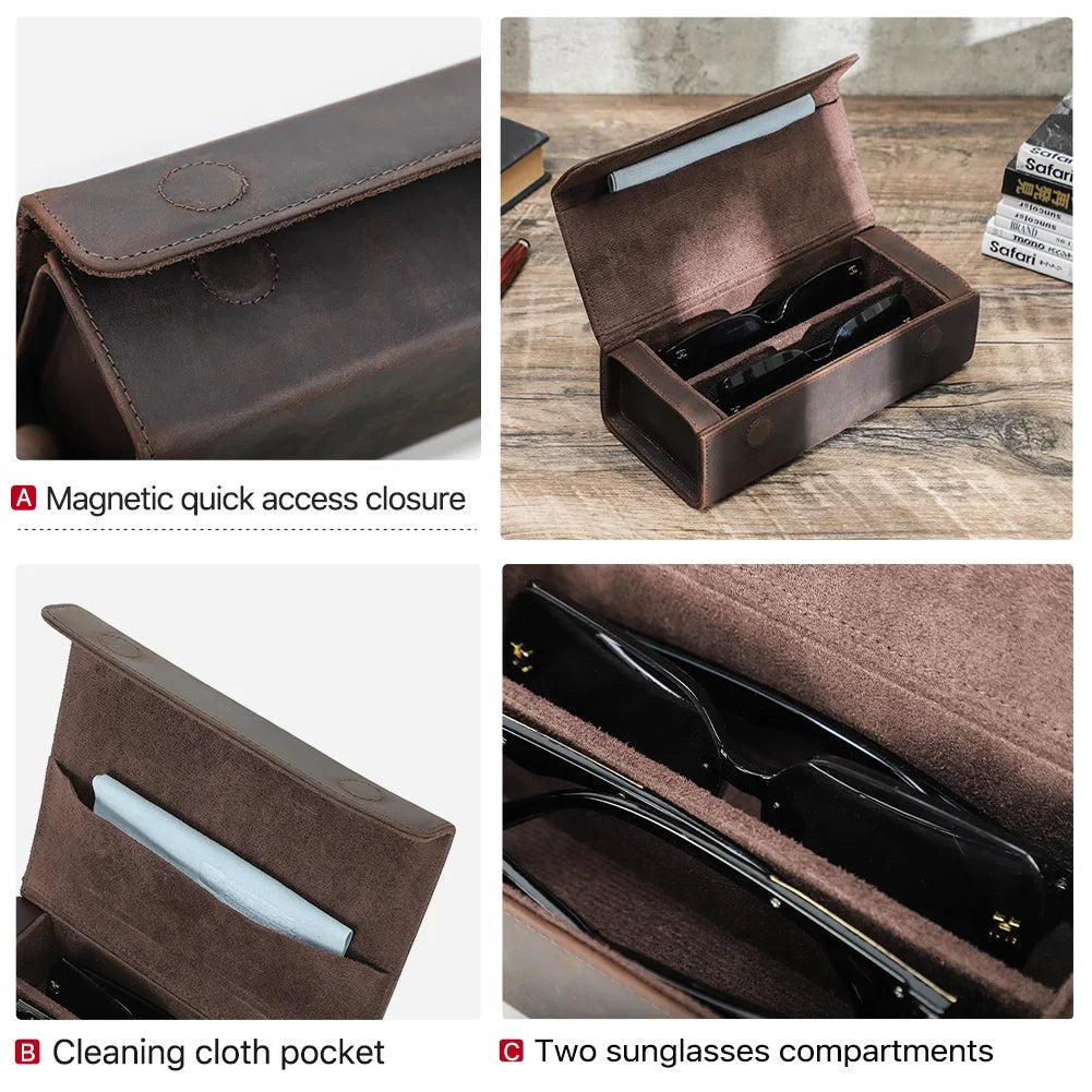 Belluno Crazy Horse - Two-Pair Sunglasses Case