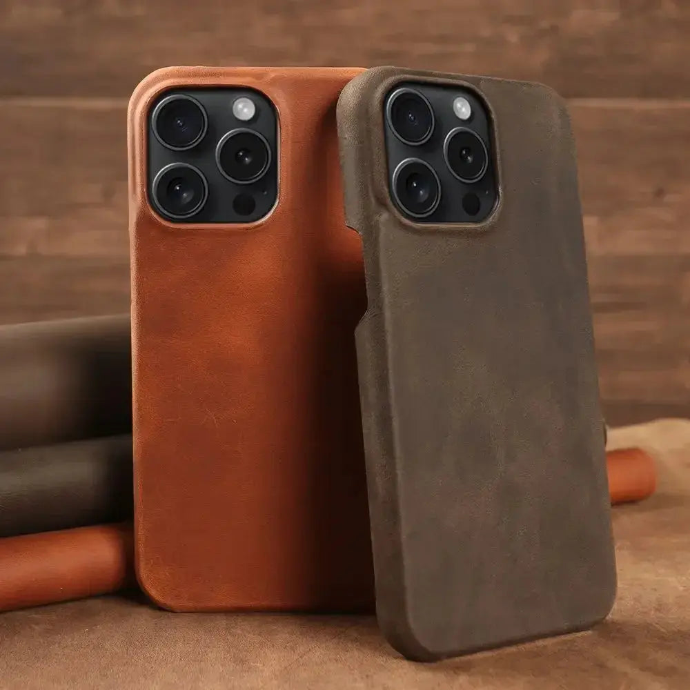 ZWW Crazy House Genuine Leather Cover Case For Iphone 15 Pro Max Case For Iphone 14pro 12 11 XR XS 13 8 Aesthetic Vintage Retro - Capini Firenze