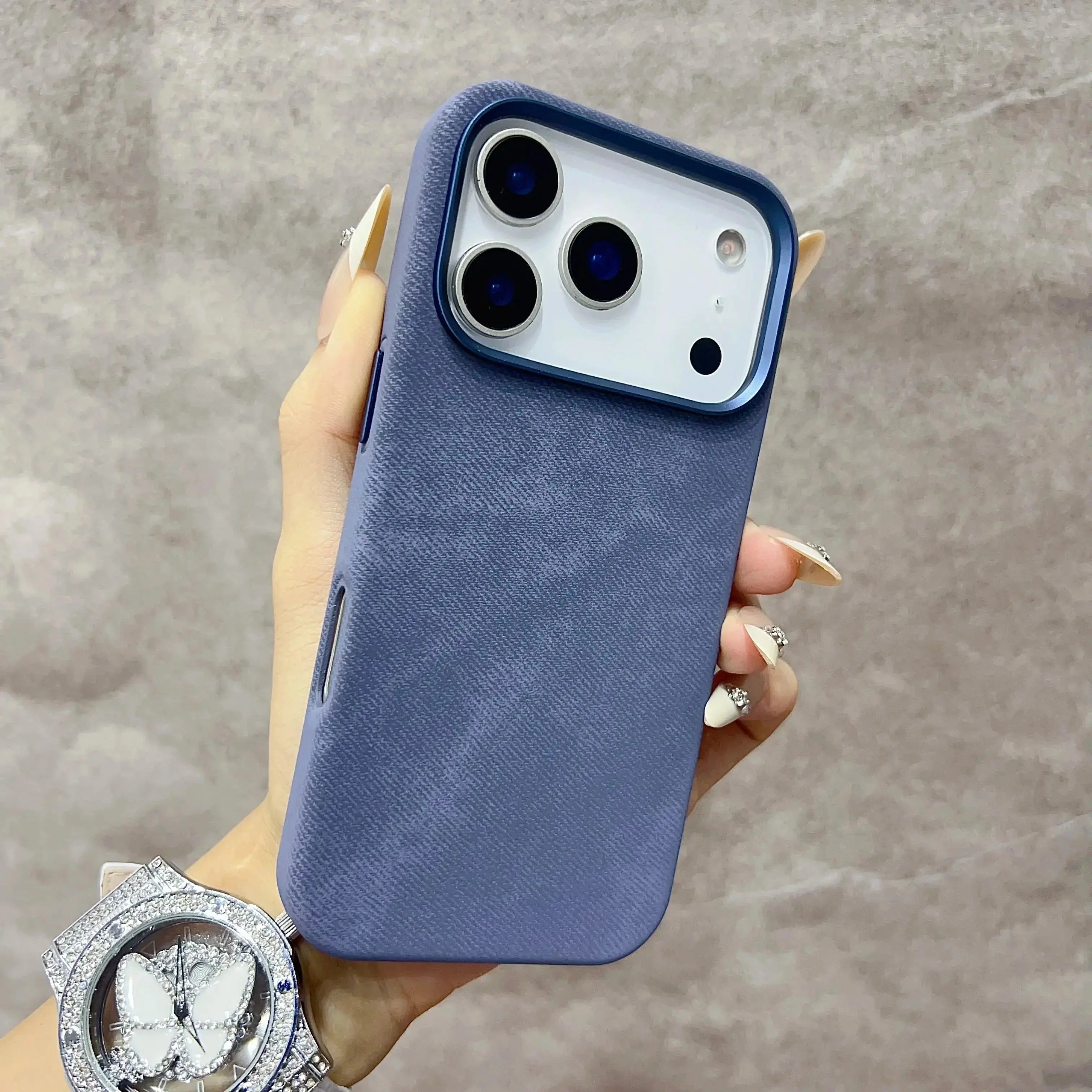 Luxury MagSafe Fiber Leather Phone Case for IPhone 17 Air 16 Pro Max Magnetic Wireless Charge Alloy Lens Protection Back Cover Capini Firenze