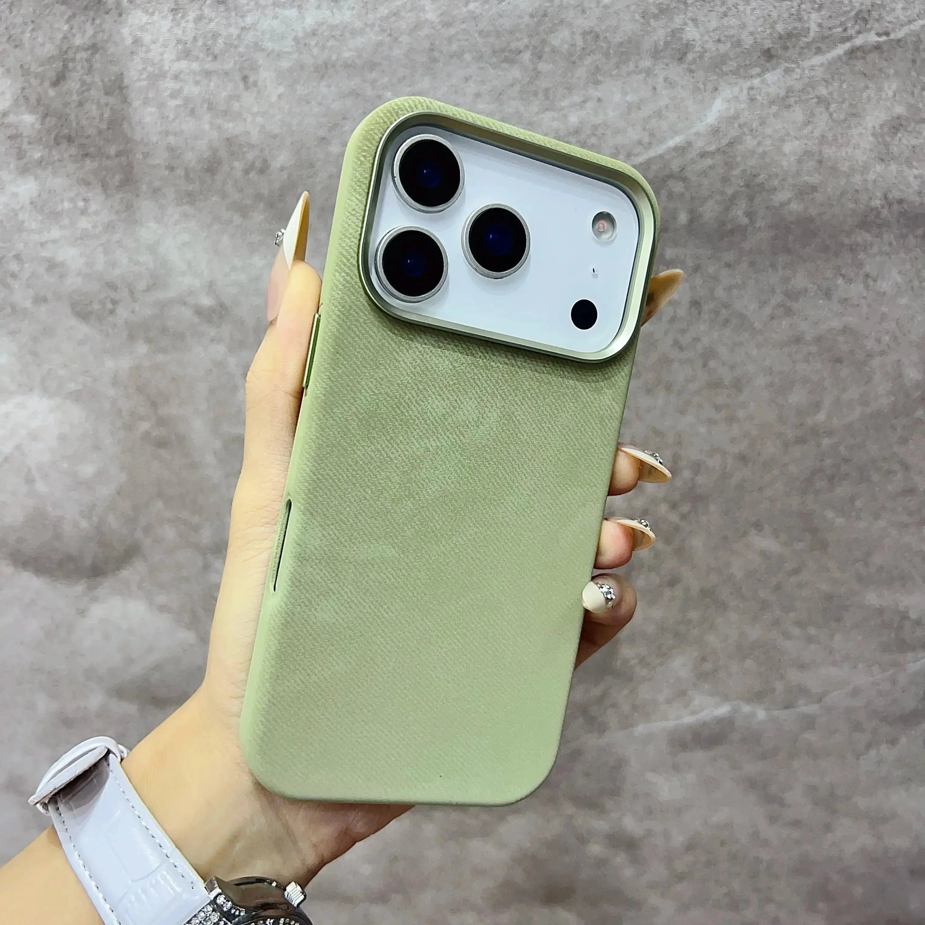 Luxury MagSafe Fiber Leather Phone Case for IPhone 17 Air 16 Pro Max Magnetic Wireless Charge Alloy Lens Protection Back Cover Capini Firenze