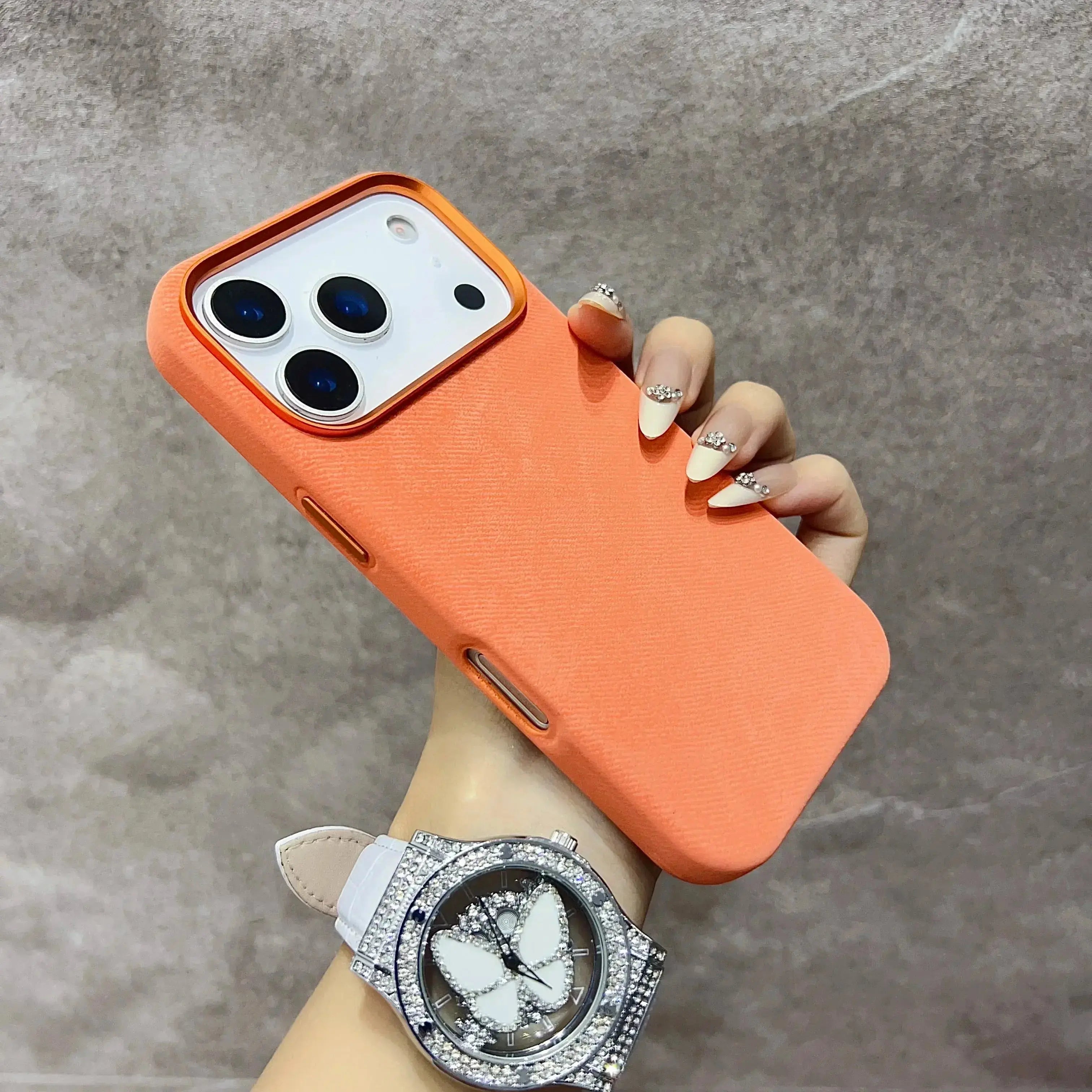 Luxury MagSafe Fiber Leather Phone Case for IPhone 17 Air 16 Pro Max Magnetic Wireless Charge Alloy Lens Protection Back Cover Capini Firenze