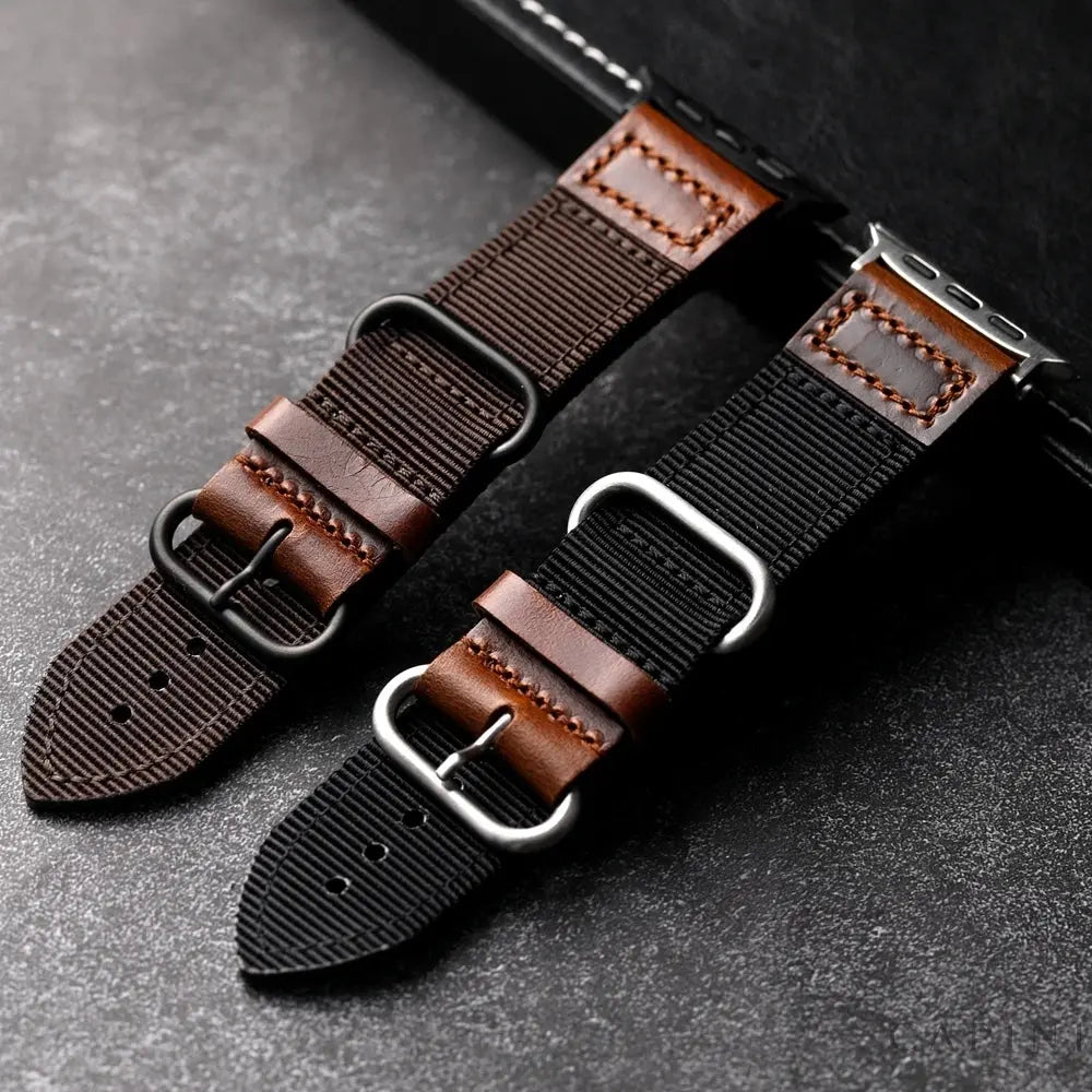 Handmade Double-Layer Nylon Bracelet Adapts Fo Apple Watch Ultra2 s9 s8 49MM 45MM Thickened Double Layer Retro Style Bracelet Capini Firenze