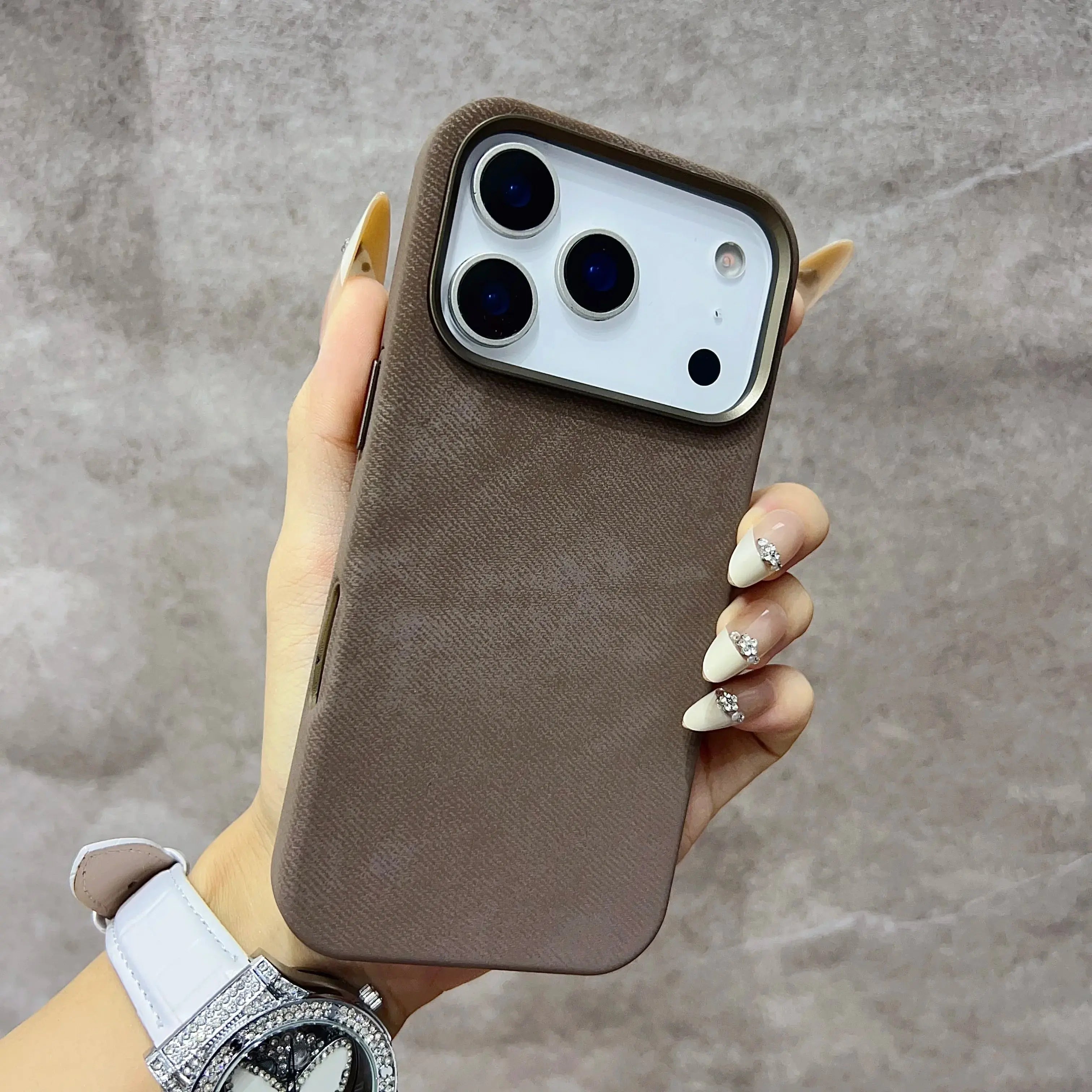 Luxury MagSafe Fiber Leather Phone Case for IPhone 17 Air 16 Pro Max Magnetic Wireless Charge Alloy Lens Protection Back Cover Capini Firenze