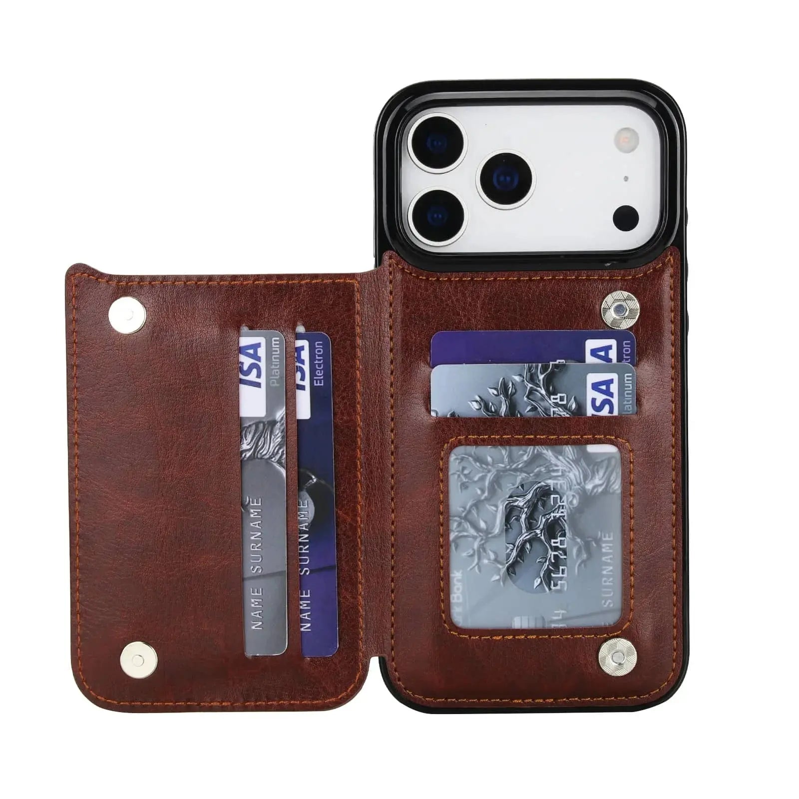 Faux Leather Wallet Case for iPhone 17 | Card Holder + Stand - Capini Firenze