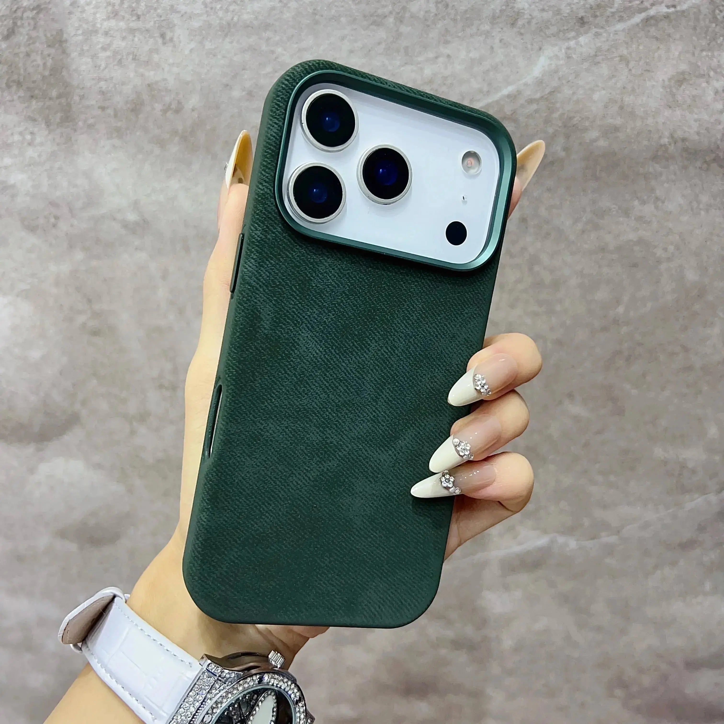 Luxury MagSafe Fiber Leather Phone Case for IPhone 17 Air 16 Pro Max Magnetic Wireless Charge Alloy Lens Protection Back Cover Capini Firenze