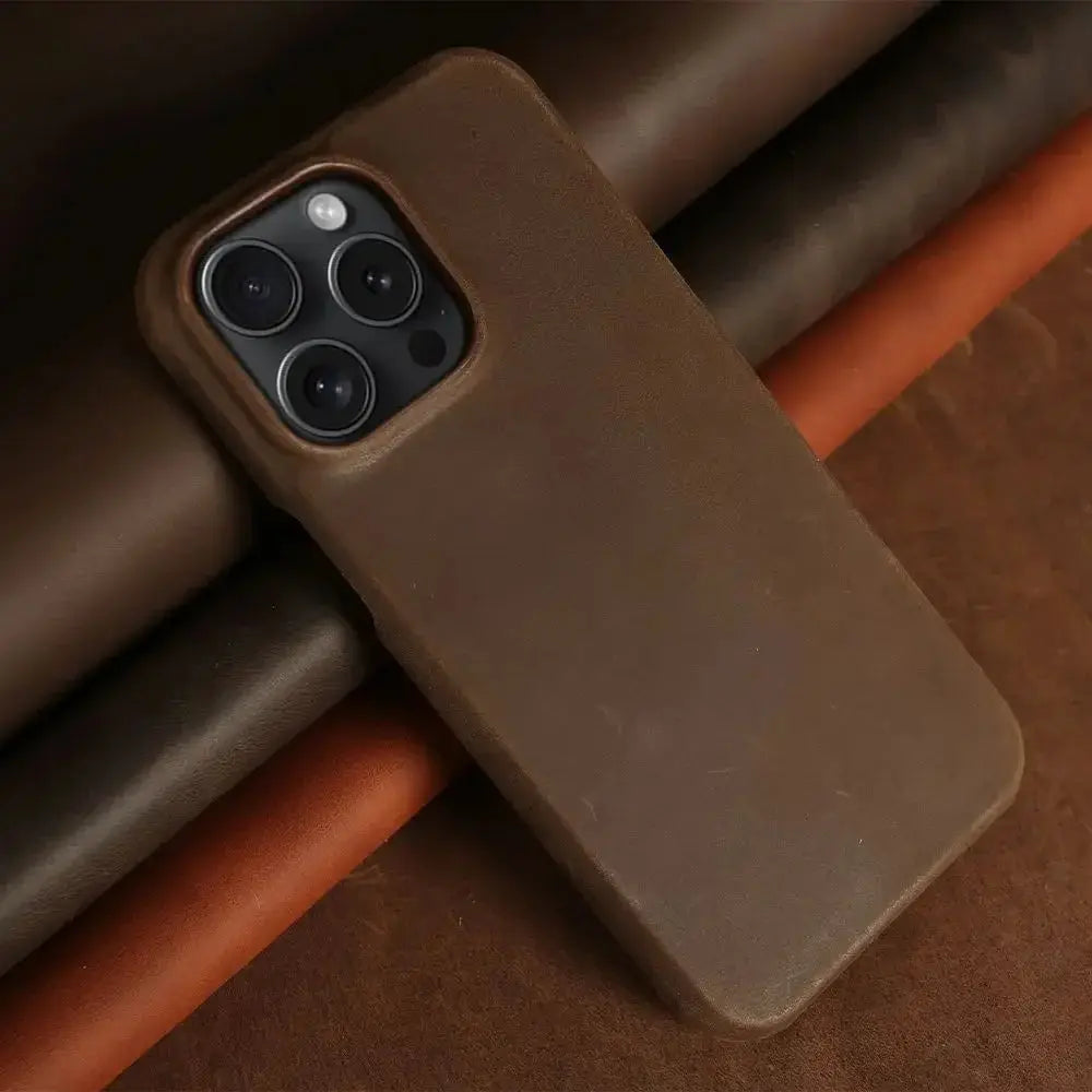 ZWW Crazy House Genuine Leather Cover Case For Iphone 15 Pro Max Case For Iphone 14pro 12 11 XR XS 13 8 Aesthetic Vintage Retro - Capini Firenze