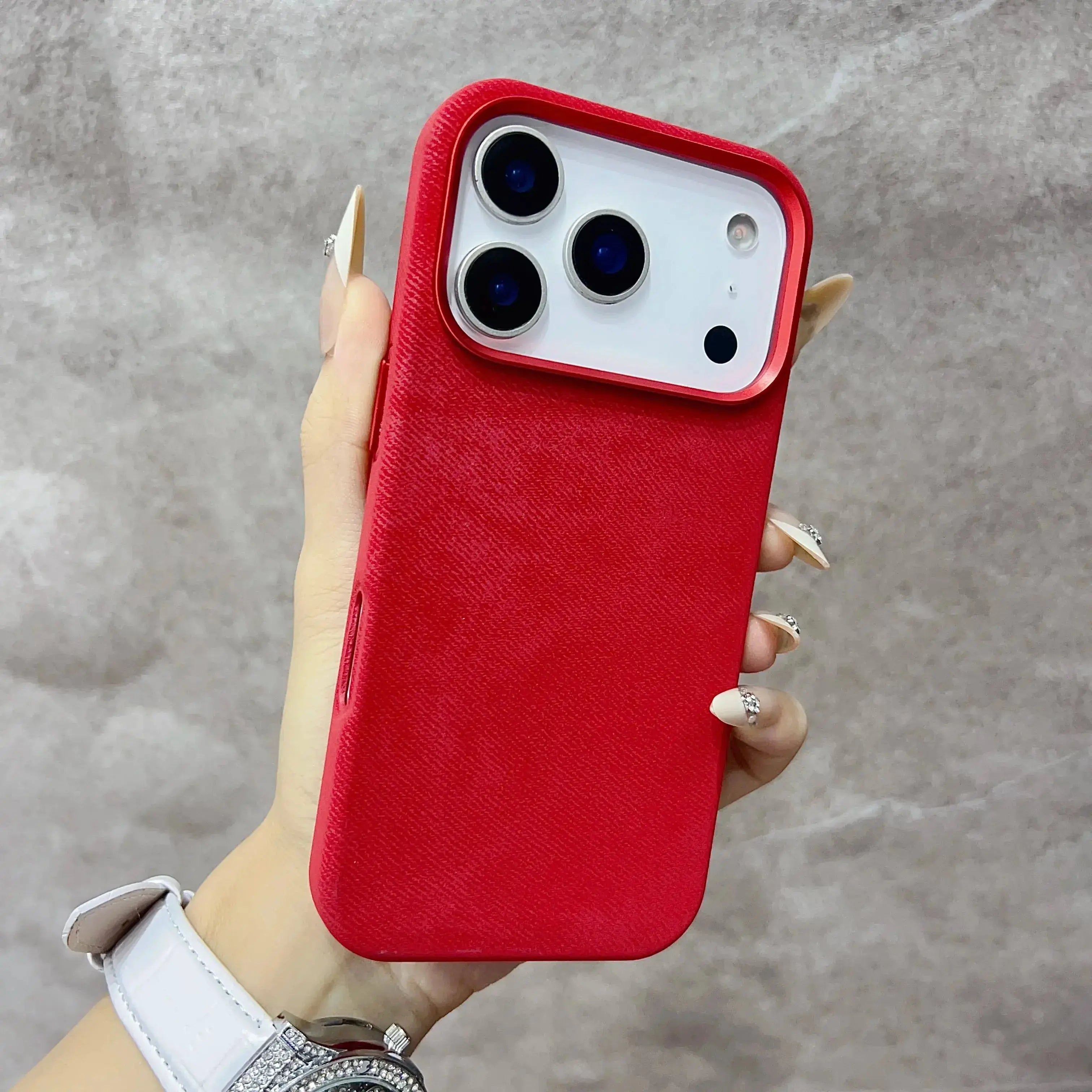 Luxury MagSafe Fiber Leather Phone Case for IPhone 17 Air 16 Pro Max Magnetic Wireless Charge Alloy Lens Protection Back Cover Capini Firenze