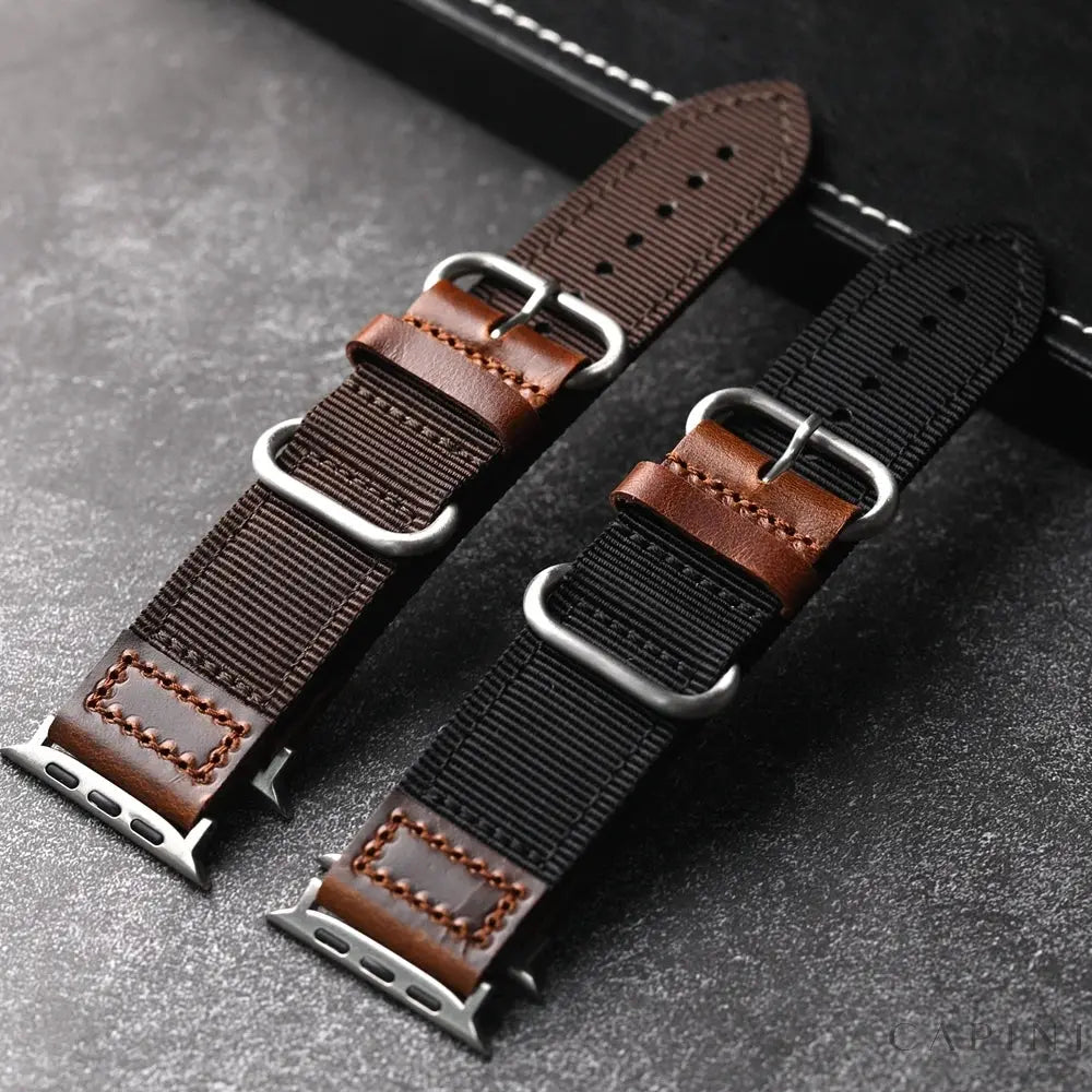 Handmade Double-Layer Nylon Bracelet Adapts Fo Apple Watch Ultra2 s9 s8 49MM 45MM Thickened Double Layer Retro Style Bracelet Capini Firenze