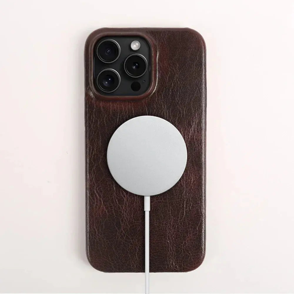 Business Genuine Leather Case for iPhone 16 Pro Max 14 13ProMax 12 11 Magnetic Magsafe Premium Cowhide Phone Cover Back Coque Capini Firenze