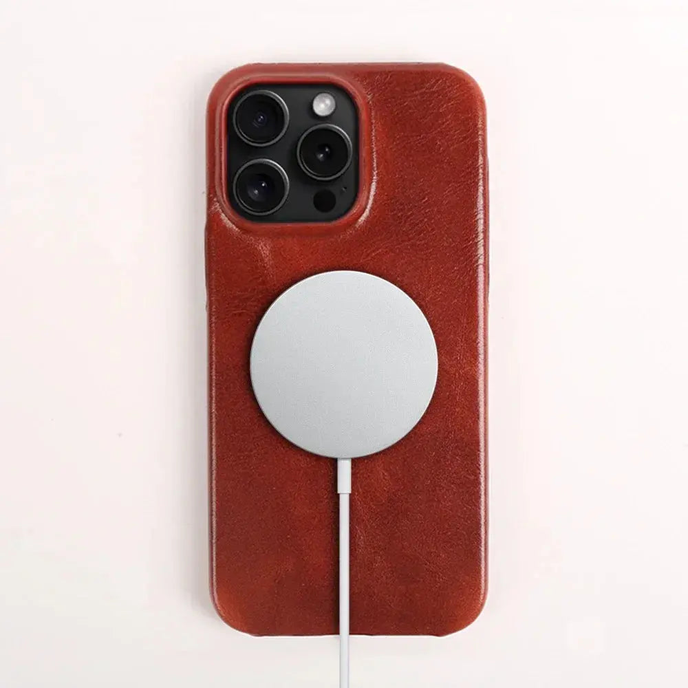 Business Genuine Leather Case for iPhone 16 Pro Max 14 13ProMax 12 11 Magnetic Magsafe Premium Cowhide Phone Cover Back Coque Capini Firenze