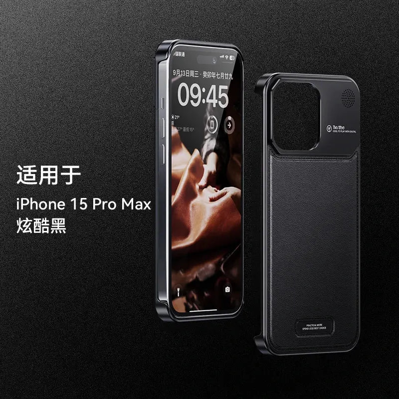 Luxury Leather Metal Phone Case for iPhone, Magsafe Wireless Charge, Aluminum Alloy, Cover for iPhone 14, 13, 15 16 Pro Max - Capini Firenze