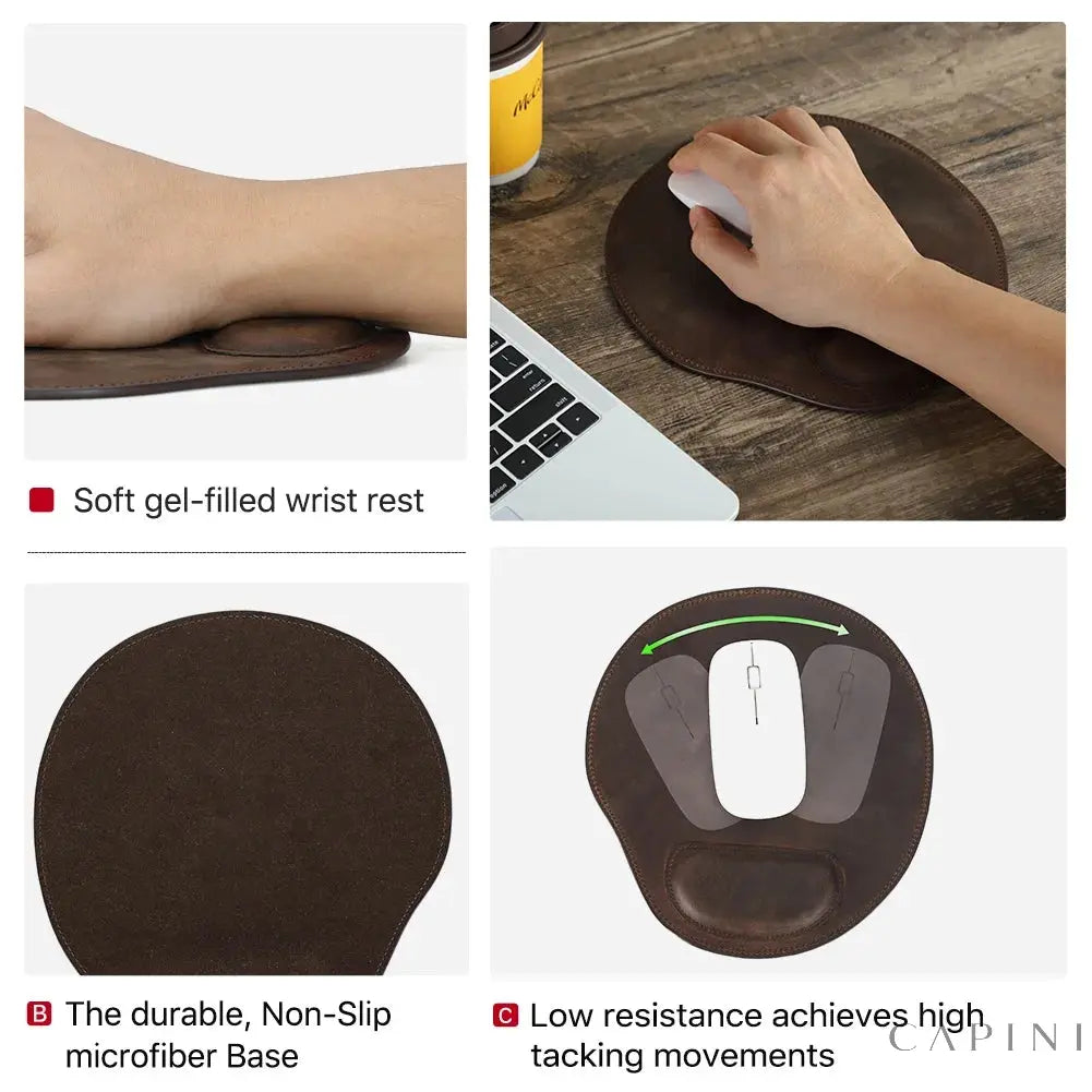 CONTACTS FAMILY Nubuck Leather Anti-slip Mouse Pad With Wrist Rest Office Desk for PC Laptop Computer Table Mat Gaming Mousepad Capini Firenze