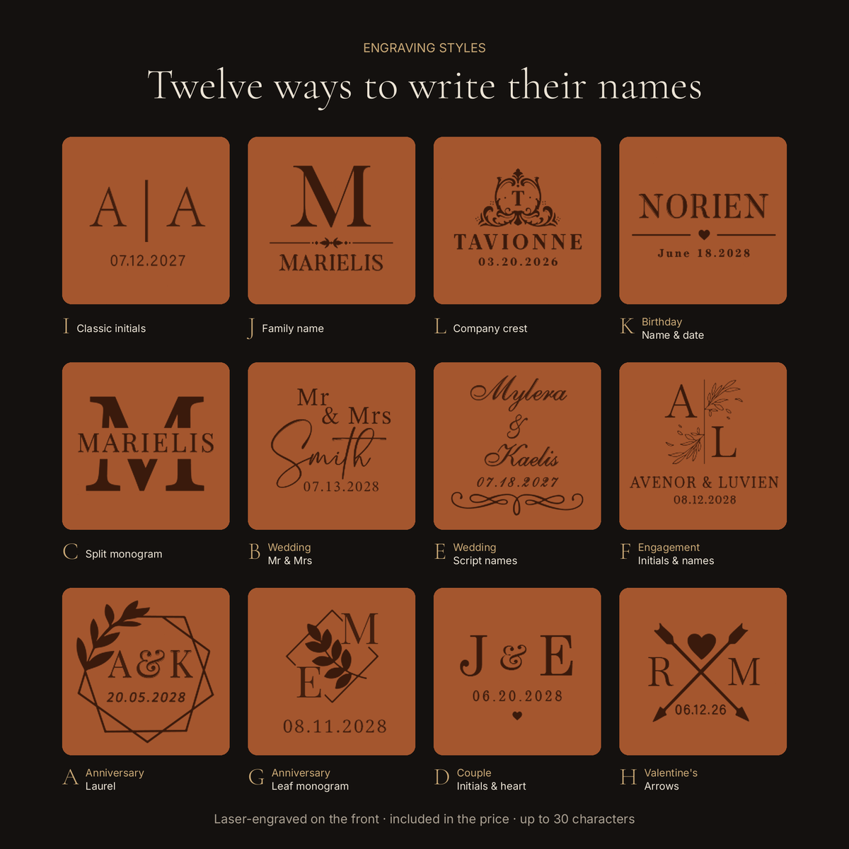 Engraving styles