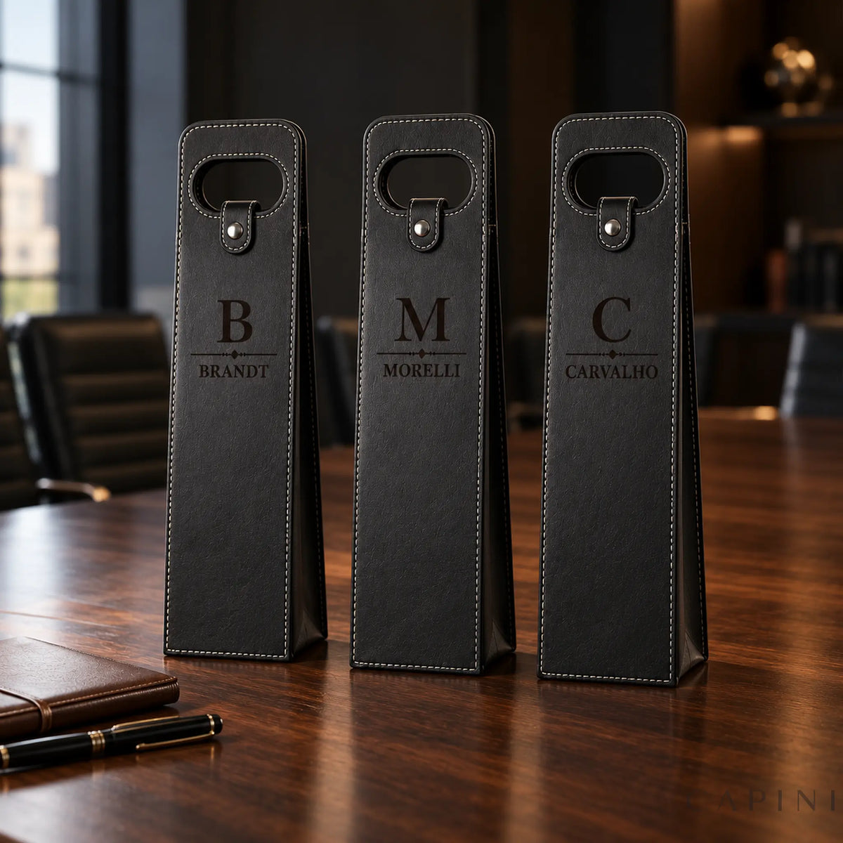 Three Conegliano Black wine carriers with Brandt, Morelli and Carvalho monograms