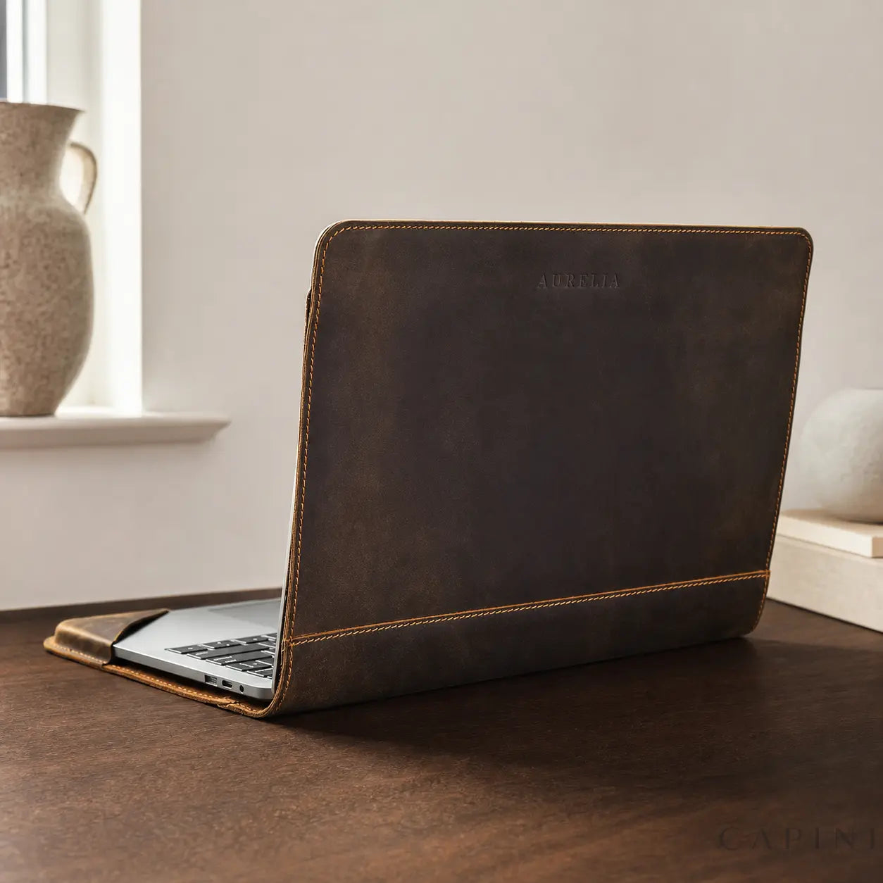 Fabriano Nubuck MacBook Folio with subtle personalisation placement on the outer cover