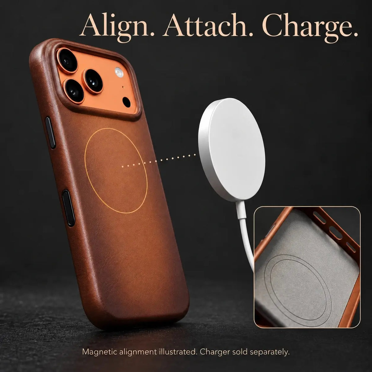 Copenhagen magnetic alignment illustration — charger sold separately