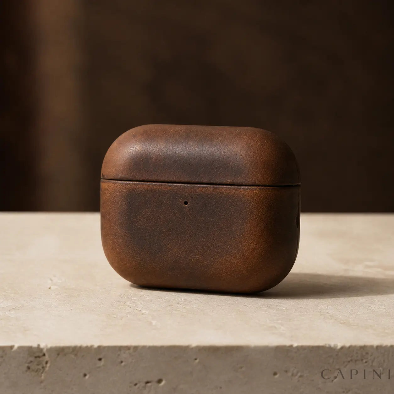 York Full-Grain Matte Brown leather case for AirPods Pro 3