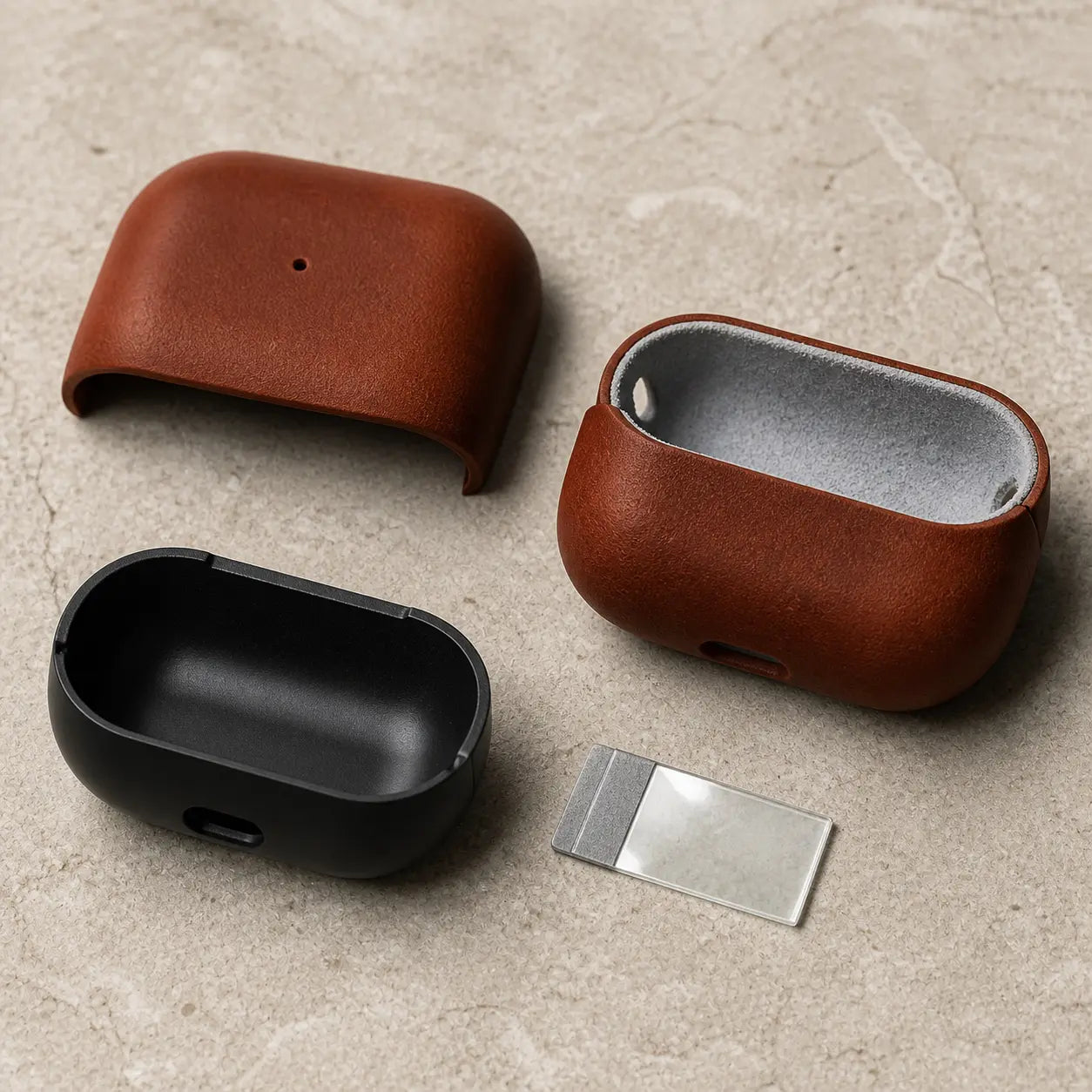 York Full-Grain Sundown case construction and grey microfibre lining