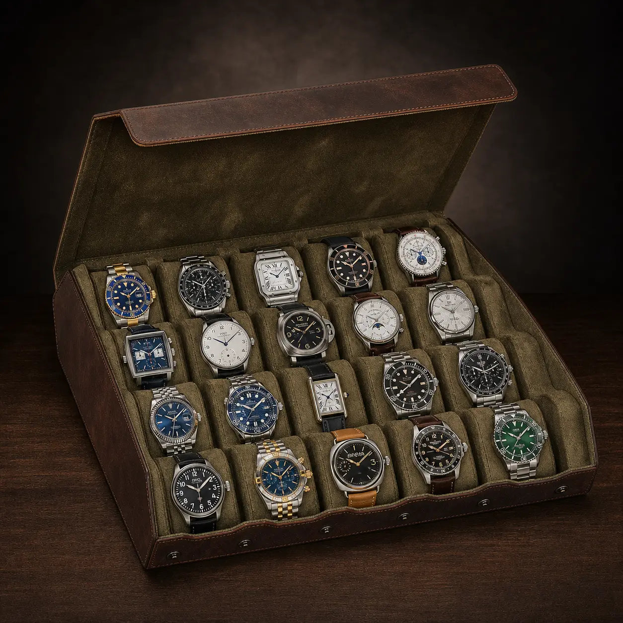 Pienza Crazy Horse watch case with an iconic European collector watch selection