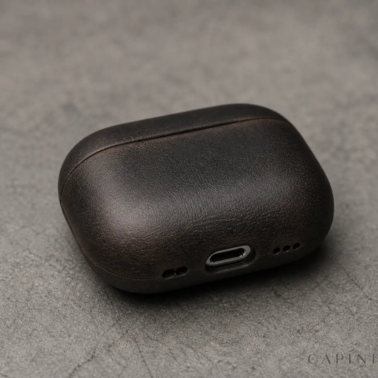 York Full-Grain Ebony AirPods Pro 3 case USB-C and speaker cutouts