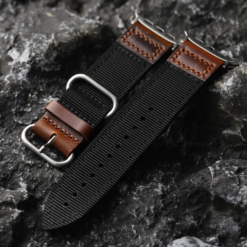 Handmade Double-Layer Nylon Bracelet Adapts Fo Apple Watch Ultra2 s9 s8 49MM 45MM Thickened Double Layer Retro Style Bracelet Capini Firenze