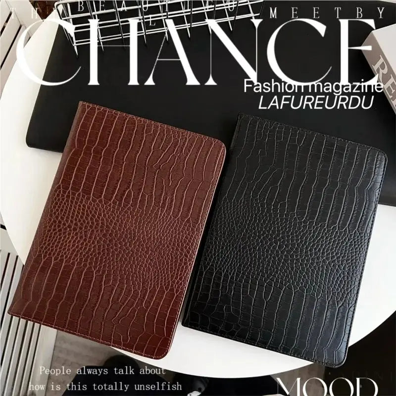 Faenza Croc-Grain Vegan Leather - iPad Folio