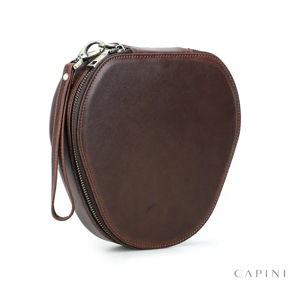 Sanremo oiled leather AirPods Max case, closed, front view