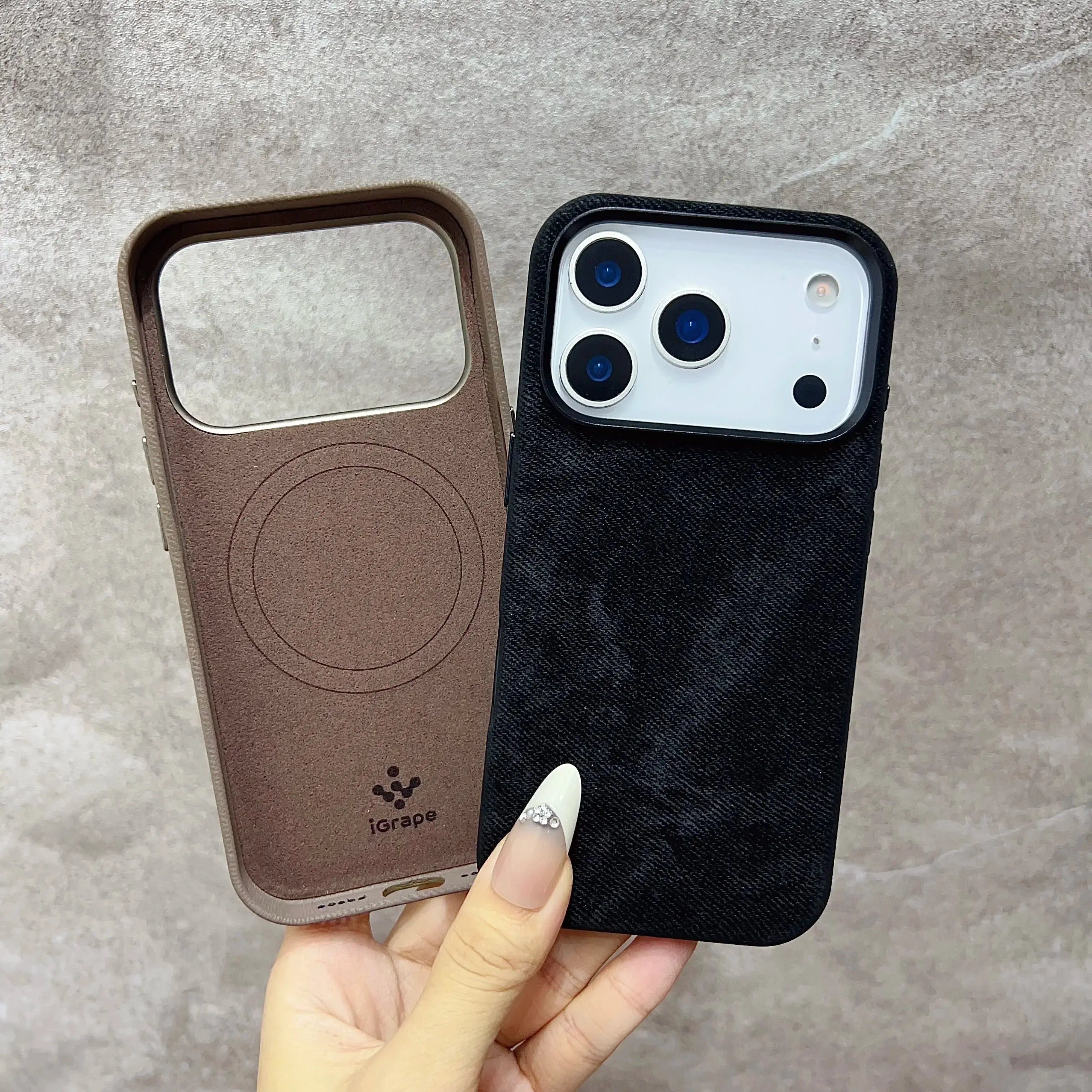 Luxury MagSafe Fiber Leather Phone Case for IPhone 17 Air 16 Pro Max Magnetic Wireless Charge Alloy Lens Protection Back Cover Capini Firenze