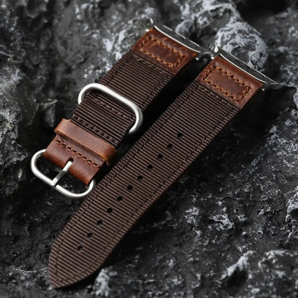 Handmade Double-Layer Nylon Bracelet Adapts Fo Apple Watch Ultra2 s9 s8 49MM 45MM Thickened Double Layer Retro Style Bracelet Capini Firenze