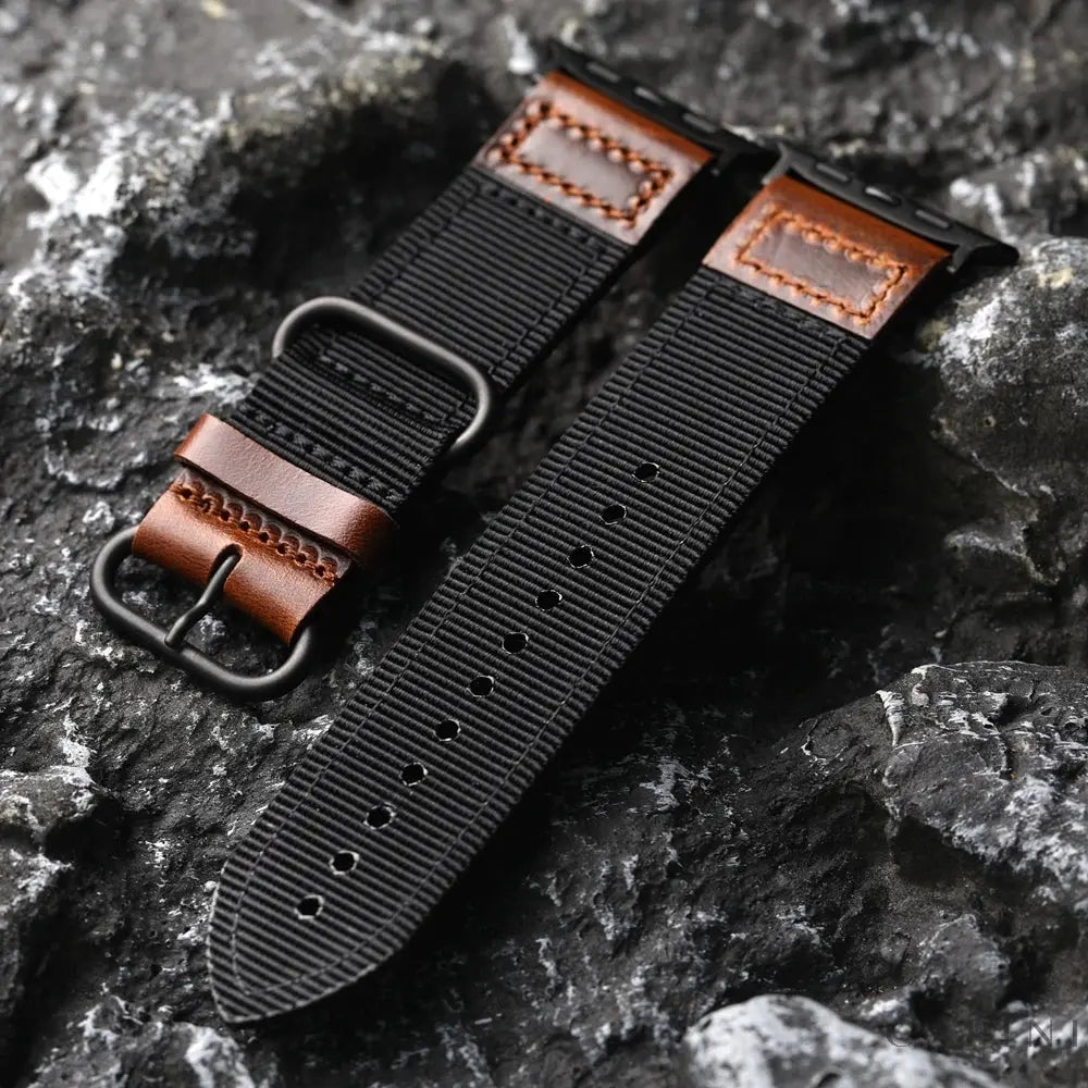 Handmade Double-Layer Nylon Bracelet Adapts Fo Apple Watch Ultra2 s9 s8 49MM 45MM Thickened Double Layer Retro Style Bracelet Capini Firenze