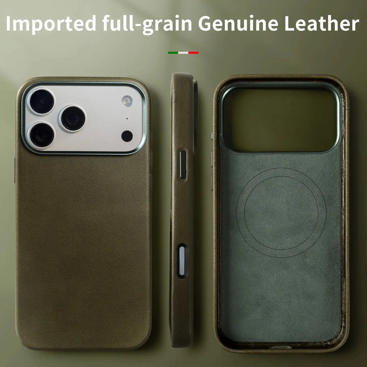 Vintage Magnetic Genuine Leather Case For Iphone 17 Pro Max 16Pro Business Oil Wax Magsafe Phone Back Cover Full Wrapped Cases Capini Firenze