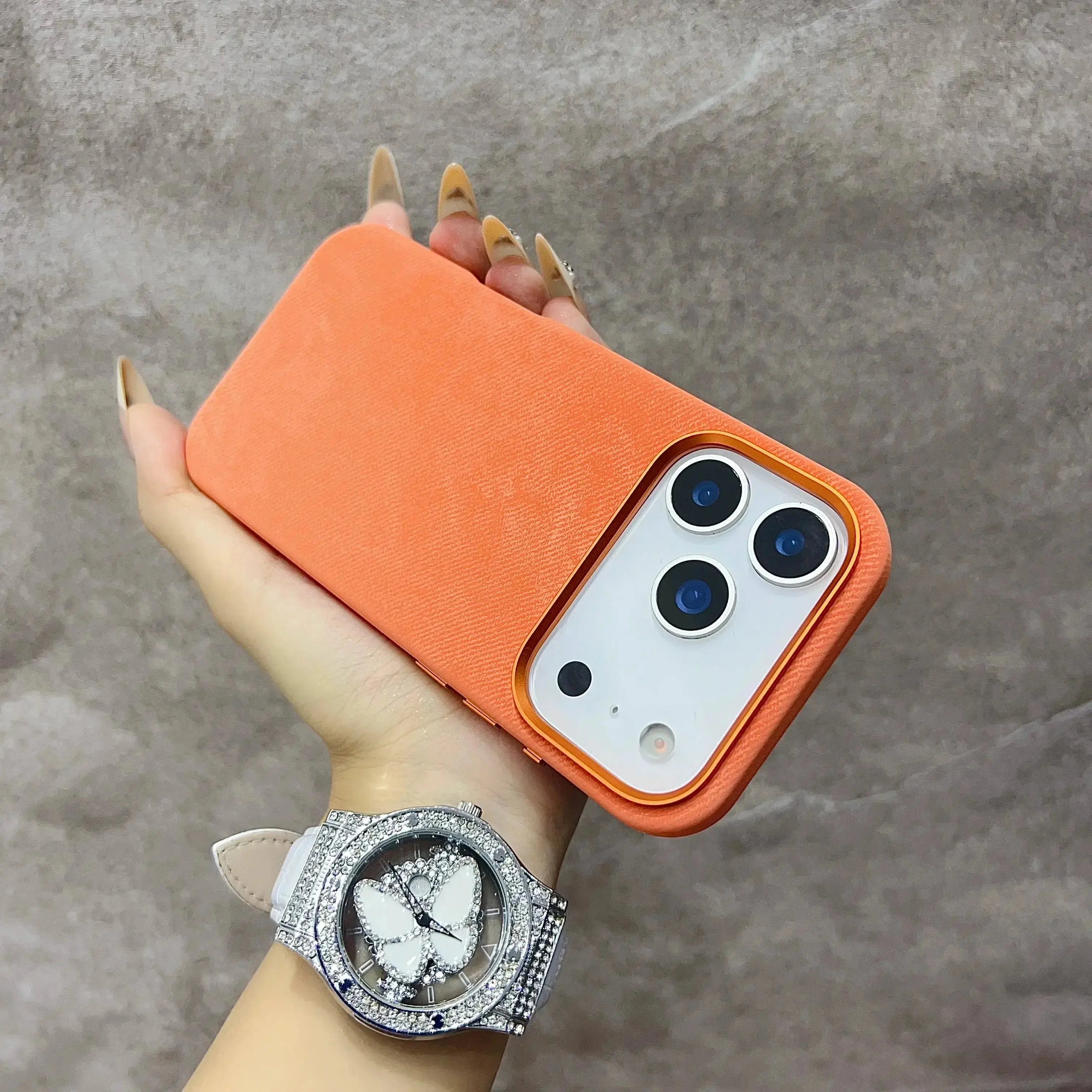 Luxury MagSafe Fiber Leather Phone Case for IPhone 17 Air 16 Pro Max Magnetic Wireless Charge Alloy Lens Protection Back Cover Capini Firenze