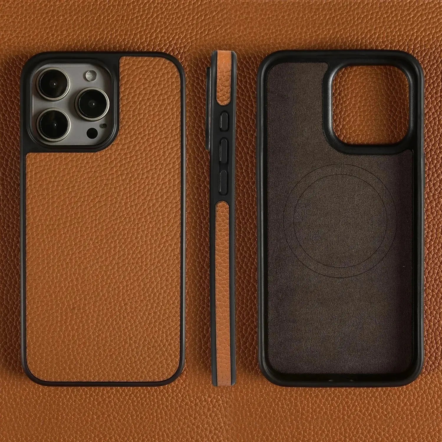 Magnetic Genuine Leather Phone Case For iPhone 16 Pro Max 15Pro 14 13pro 12 11 Cowhide Wireless Magsafe Fundal Back Shell capa Capini Firenze