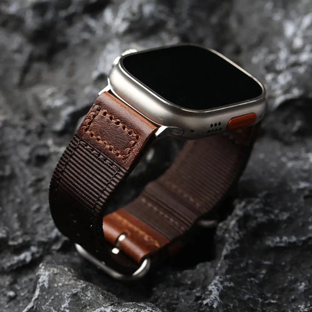 Handmade Double-Layer Nylon Bracelet Adapts Fo Apple Watch Ultra2 s9 s8 49MM 45MM Thickened Double Layer Retro Style Bracelet Capini Firenze