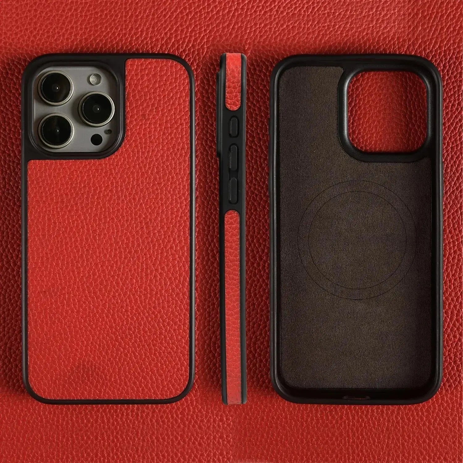 Magnetic Genuine Leather Phone Case For iPhone 16 Pro Max 15Pro 14 13pro 12 11 Cowhide Wireless Magsafe Fundal Back Shell capa Capini Firenze