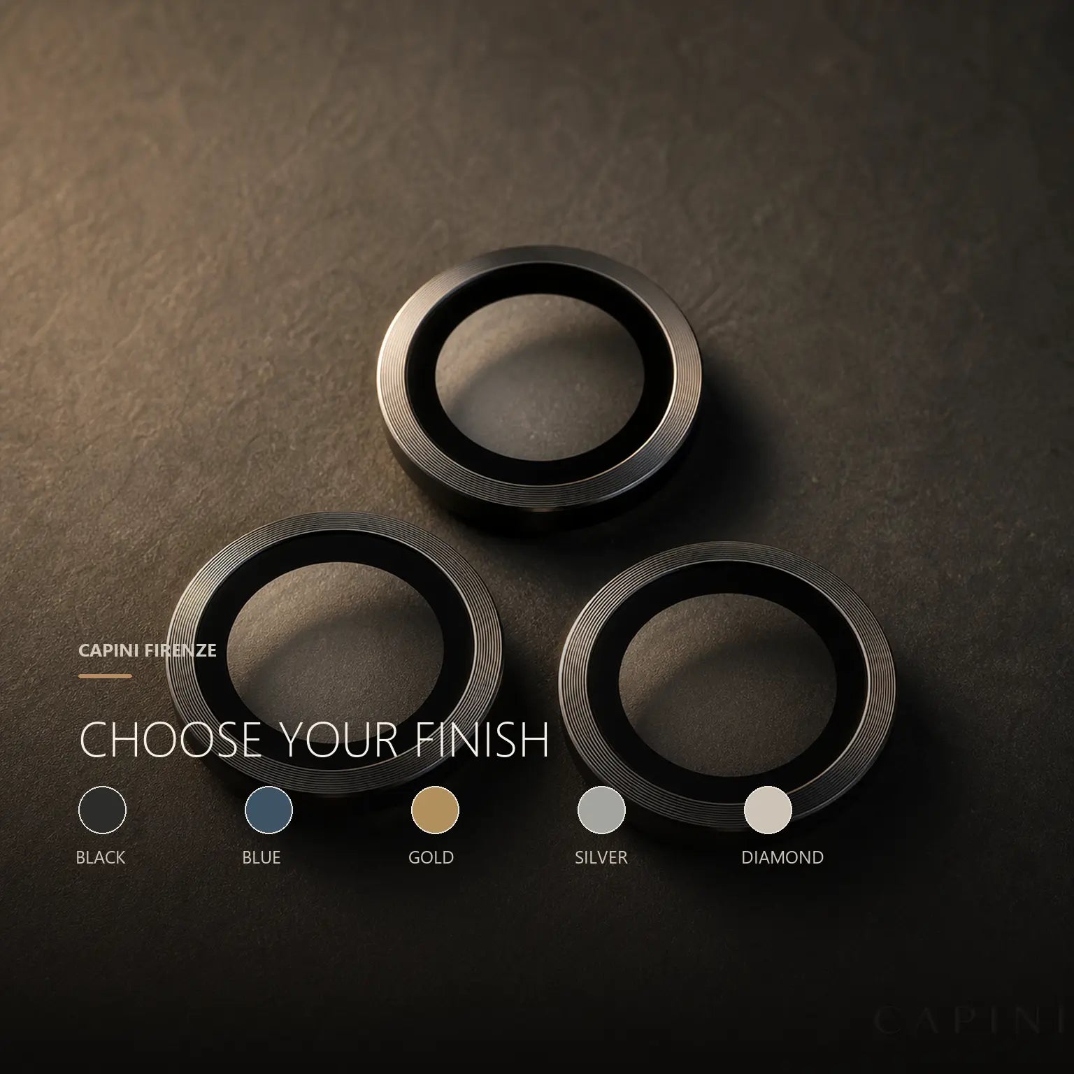 Lens Armor available finishes | Capini Firenze