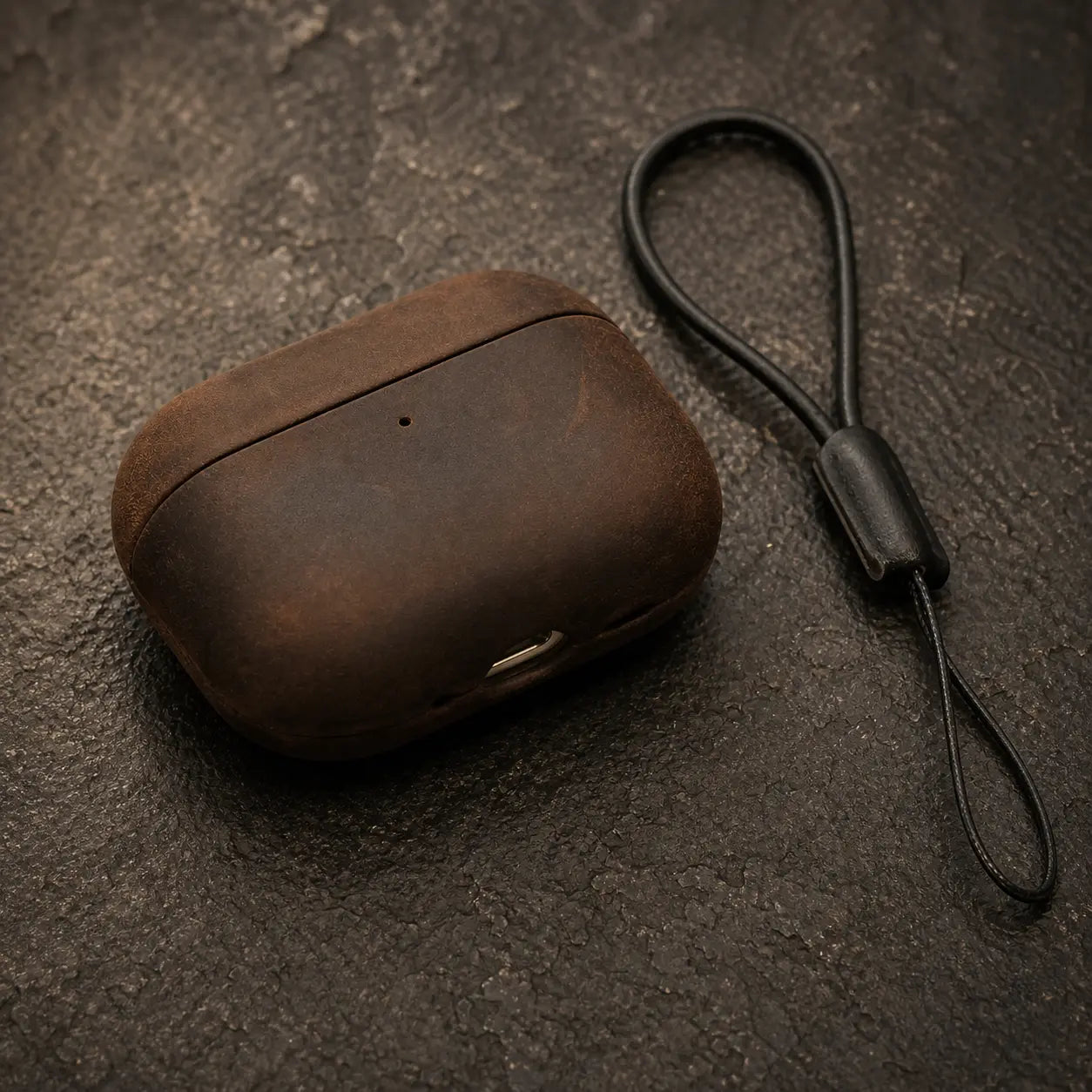 Ferrara Crazy Horse AirPods leather case in dark brown | Capini Firenze