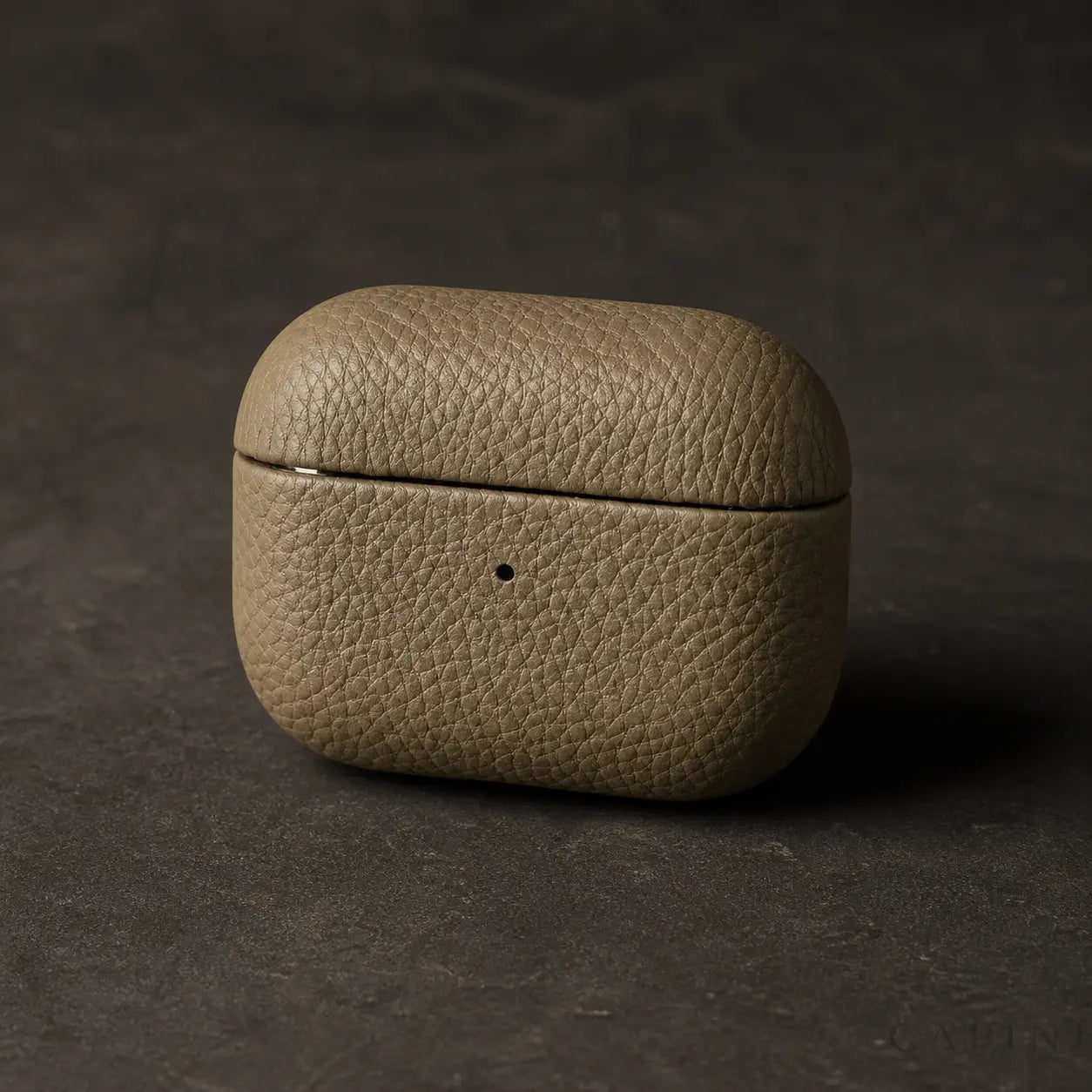 Milano pebble leather AirPods case in khaki | Capini Firenze