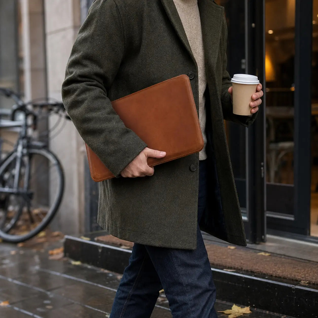 Ivrea Cognac leather MacBook sleeve for everyday carry