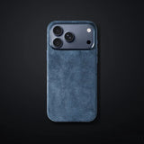 Monaco GT Gray-Blue Alcantara iPhone case on a charcoal gradient | CAPINI_GRID_EDITORIAL_20260926