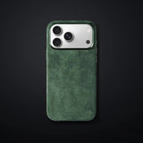 Monaco GT Green Alcantara iPhone case on a charcoal gradient | CAPINI_GRID_EDITORIAL_20260926